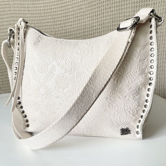 The Sak Crossbody bag Cream Soft Pebble Tooled Leather Purse Bohemian Neutral - Picture 15 of 15